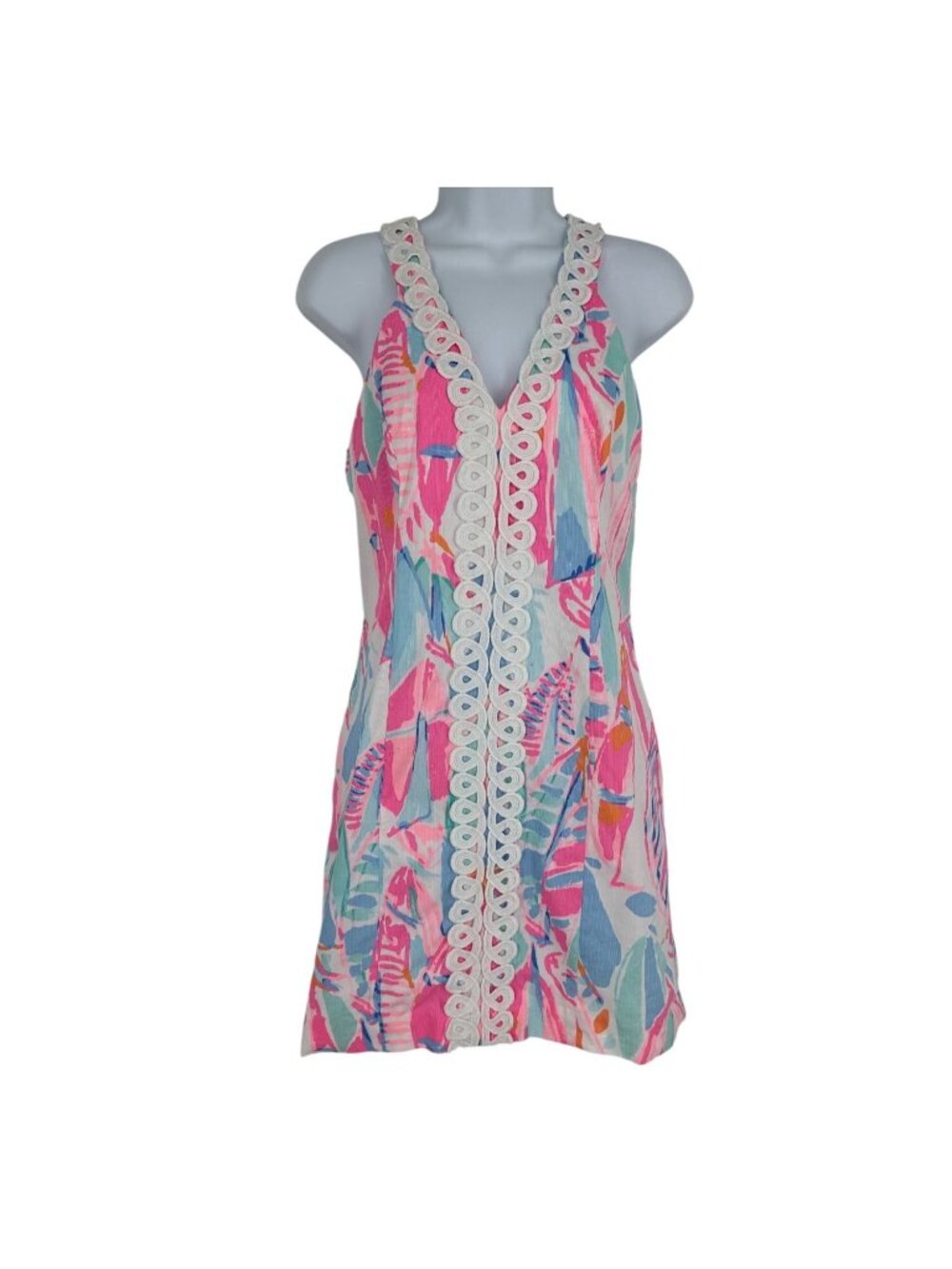 Lilly Pulitzer Lynn Shift Sleeveless Back Zip Out to Sea Dress Size 4